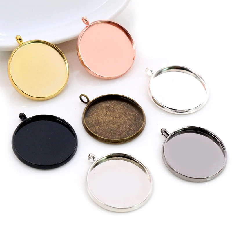 

10pcs 20mm Inner Size 7 Colors Plated Classic Style Brass Metal Cabochon Base Setting Charms Pendant Tray