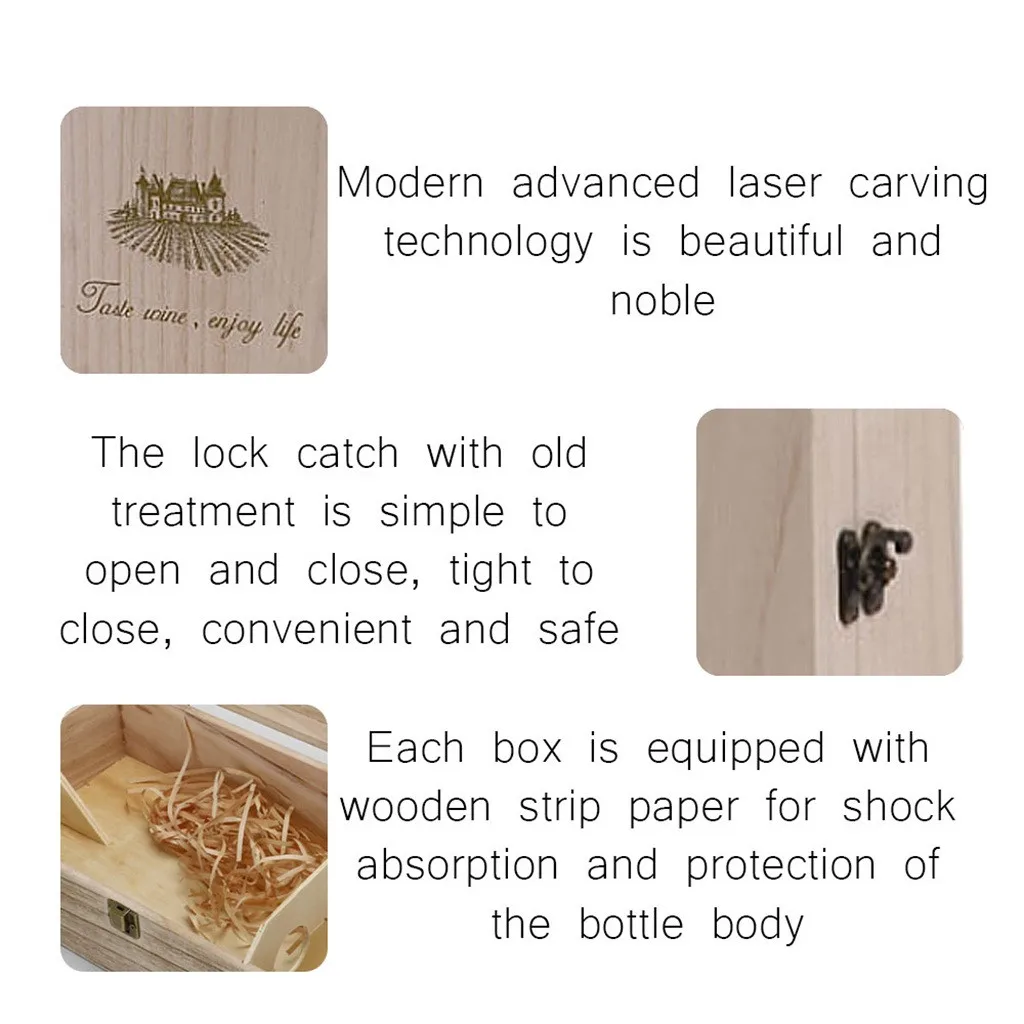 Wooden Wine Box Double Bottle Strap Crates Shell Gift Home Decoration glas marker silikon set vino waterslot for wine vino