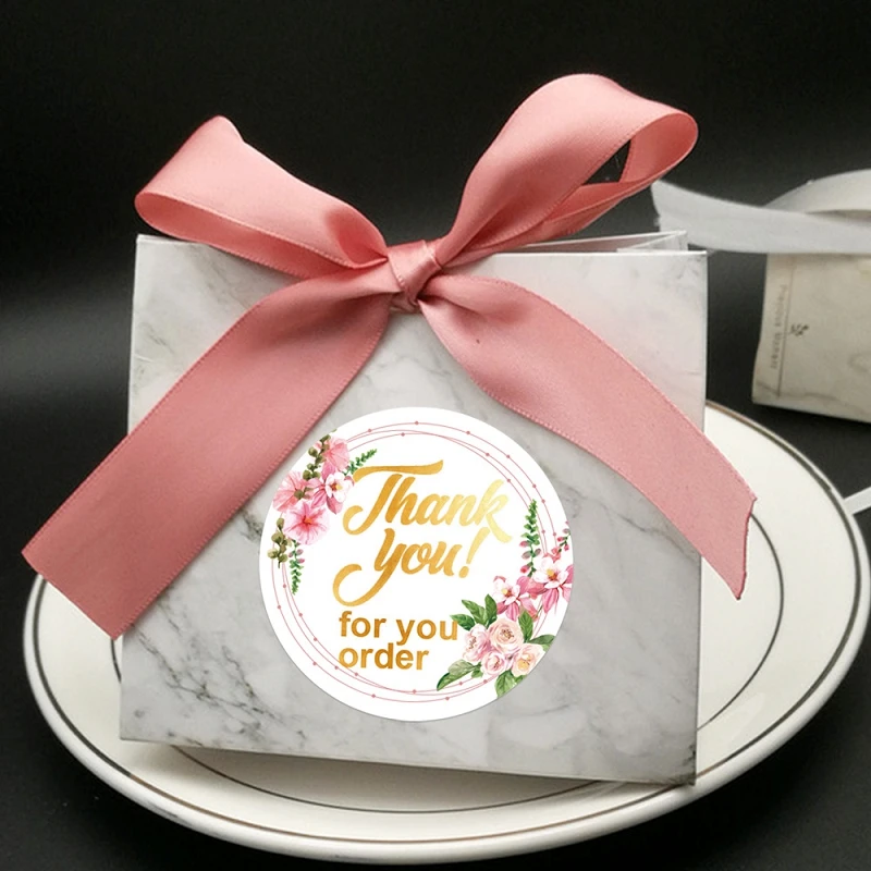 Новый очаровательный цветочный с золотой фольгой 1 5 дюйма/3 8 см Спасибо за заказ