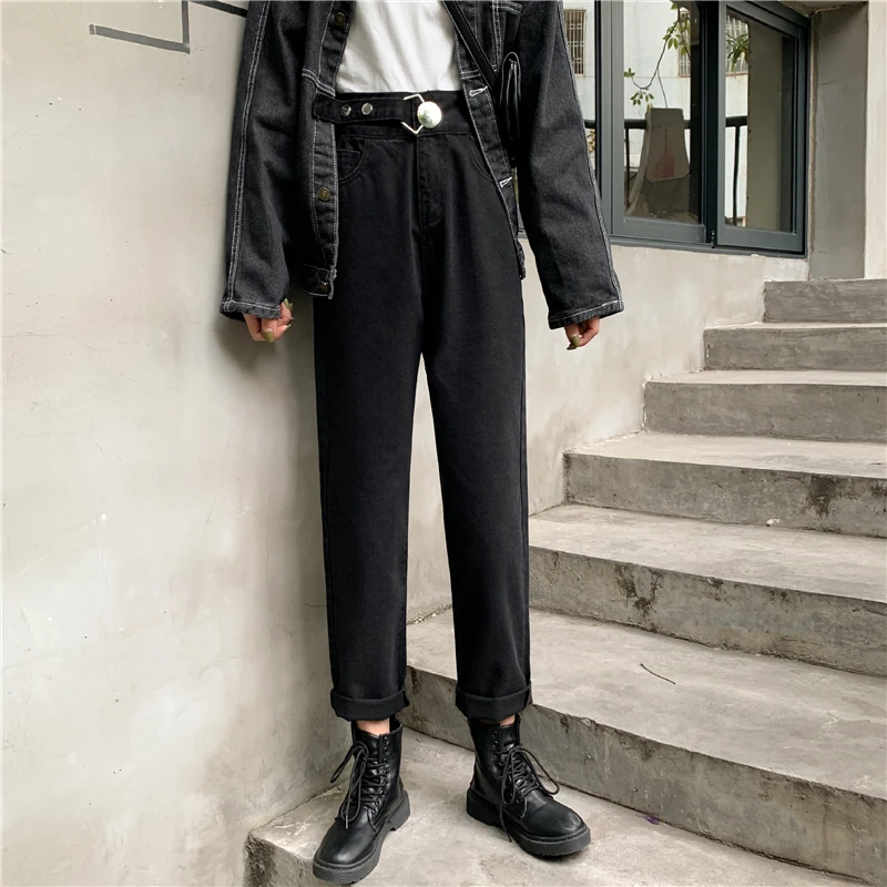 

Large Size High Waist Jeans for Plump Girls Spring 2020 Autumn and Winter New Loose All-Matching Student Straight Wide Leg Daddy