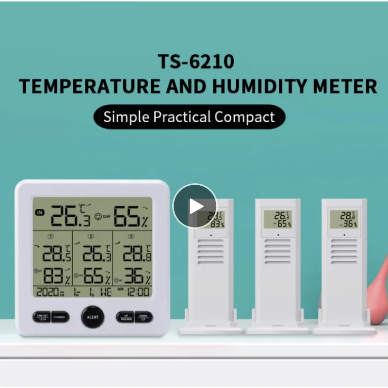 

Метеостанция беспроводная, комнатный и Уличный Термометр, цифровой термометр-гигрометр с 3 датчиками с дистанционным управлением