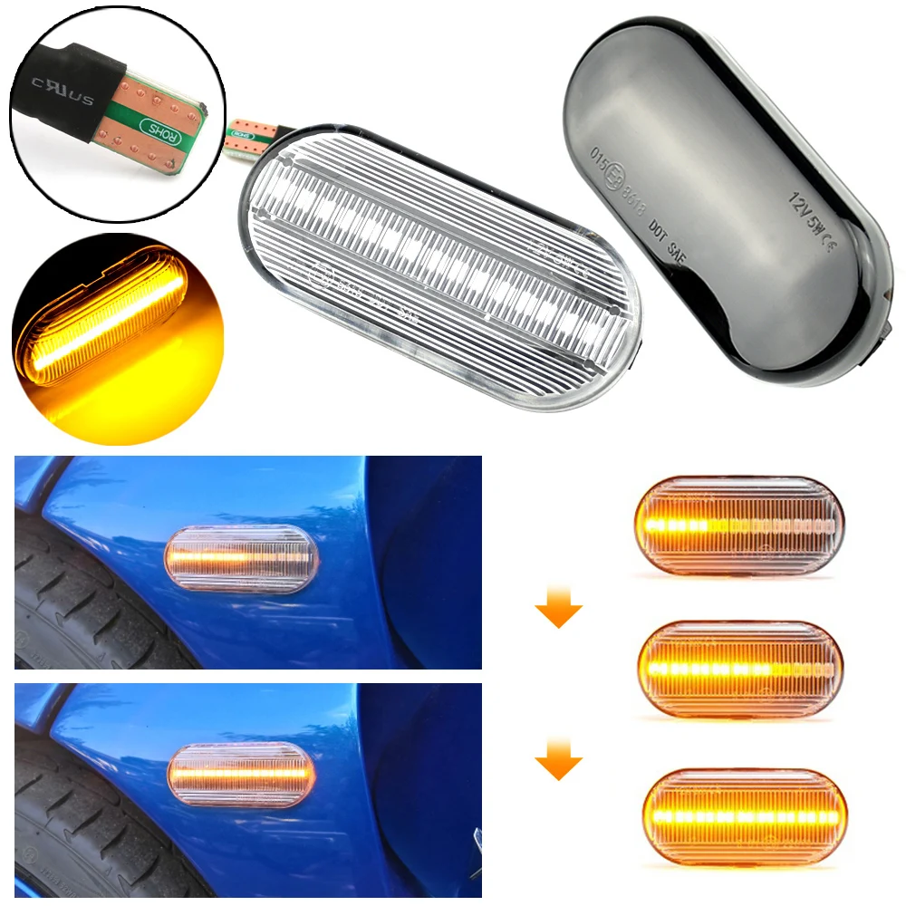 

Для VW Transporter T5 Polo Golf 3 4 Passat B5 Sharan Lupo Bora Multivan, Динамический светодиодный боковой маркер, светильник воротник