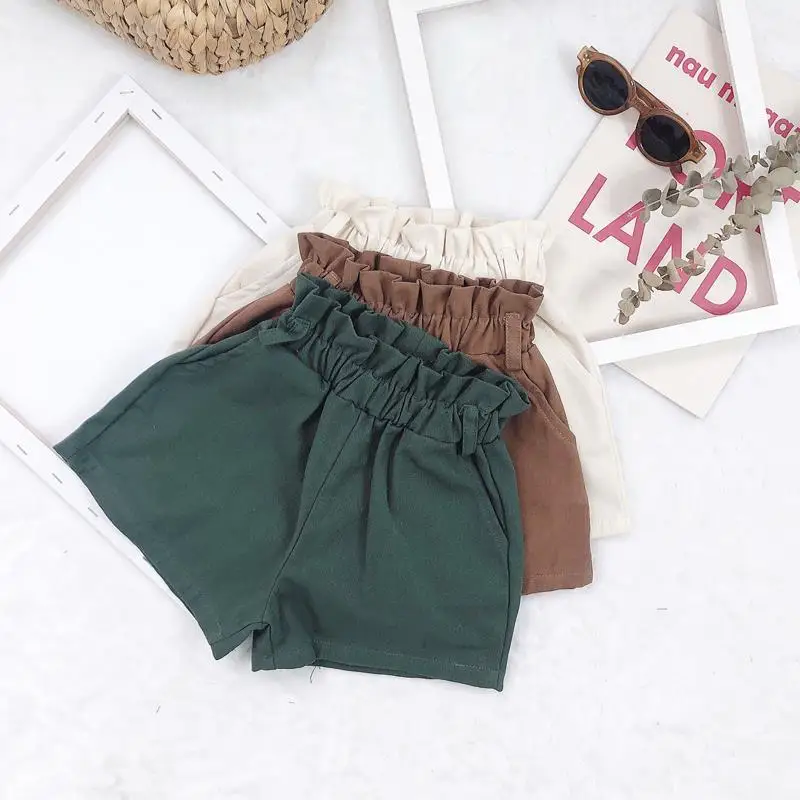 

Girls' cotton thin shorts with loose Lace Waist Baby kids girls beach shorts pants versatile children summer cute shorts P4 139