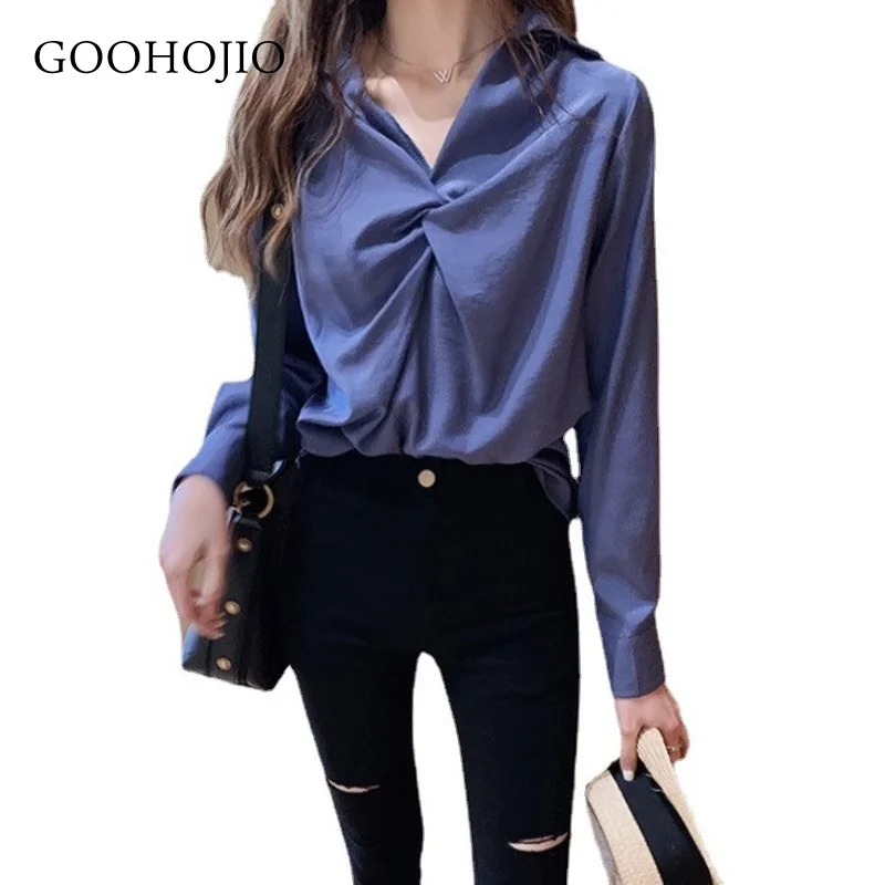 

GOOHOJIO 2021 New Spring and Autumn Temperament Blouses Women Fashionable Chic Women Blouses Fashion Oversized Shirts for Women