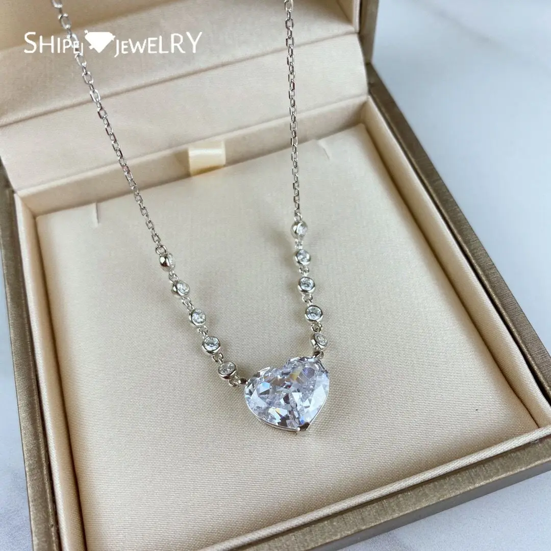 

Shipei 925 Sterling Silver Heart Cut Greated Moissanite Gemstone Wedding Fine Jewelry Engagement Diamonds Pendant Necklace