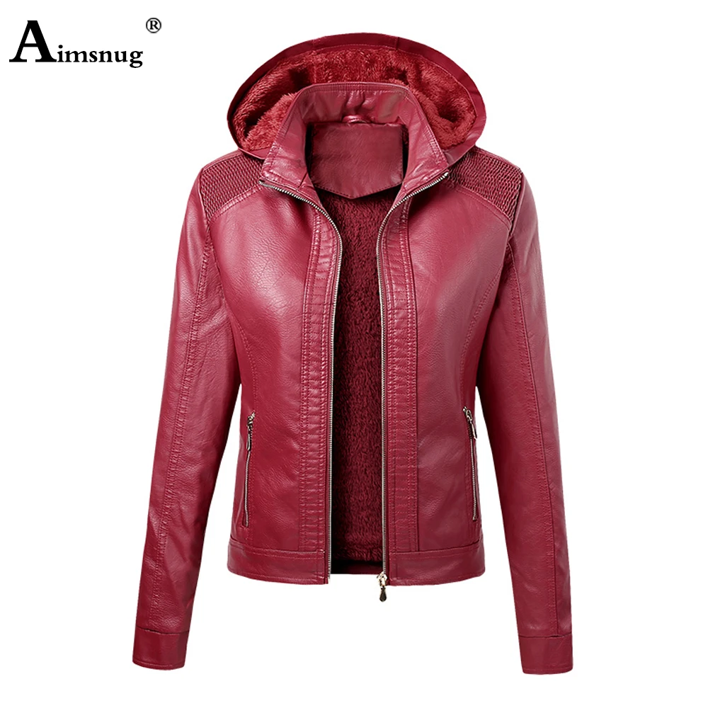 Aimsnug 2020 новые Куртки из искусственной кожи Женская Осенняя верхняя одежда с