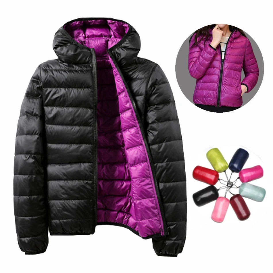 

Ultra Light Down Jacket Duck Down Double Side Jackets Women Feather Jackets Double Side Lightweight Warm Coats Parka Outwear