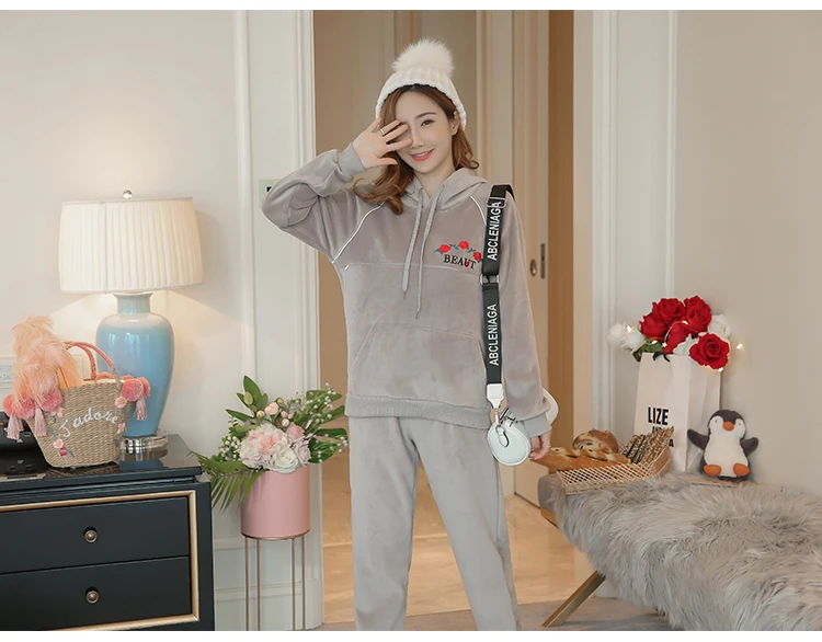 8332# зимняя модная одежда для кормящих мам, костюмы для кормления, толстовки, комплекты одежды для беременных женщин, Спортивная повседневная одежда для беременных