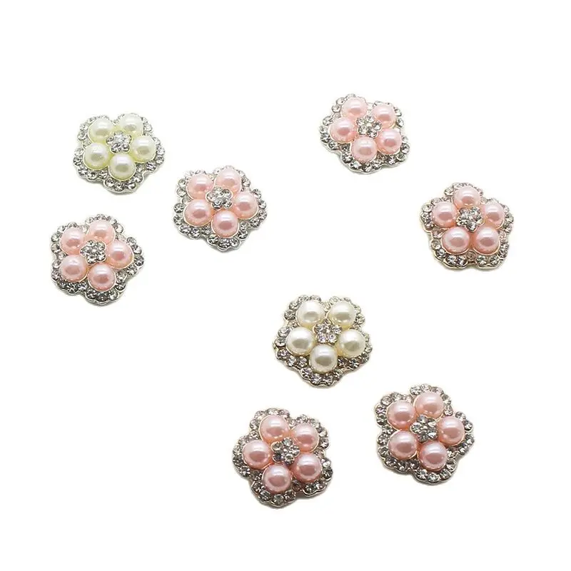 New 10pcs/set 18mm Handcraft Flower Snap Pearl Buttons Flat Back Rhinestone for Clothing Women Shirt Tie Decorative | Дом и сад