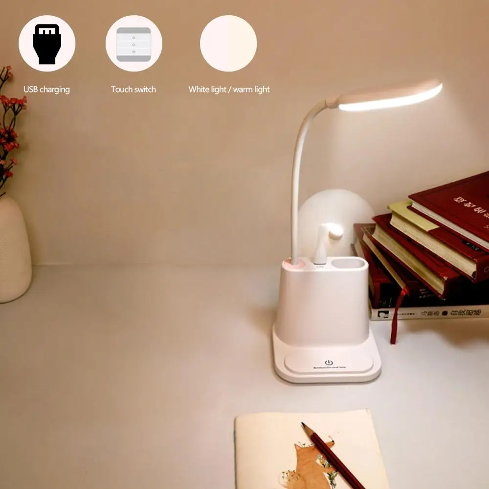 Сенсорная настольная лампа DimmableTable для учебы перезаряжаемый светодиодный