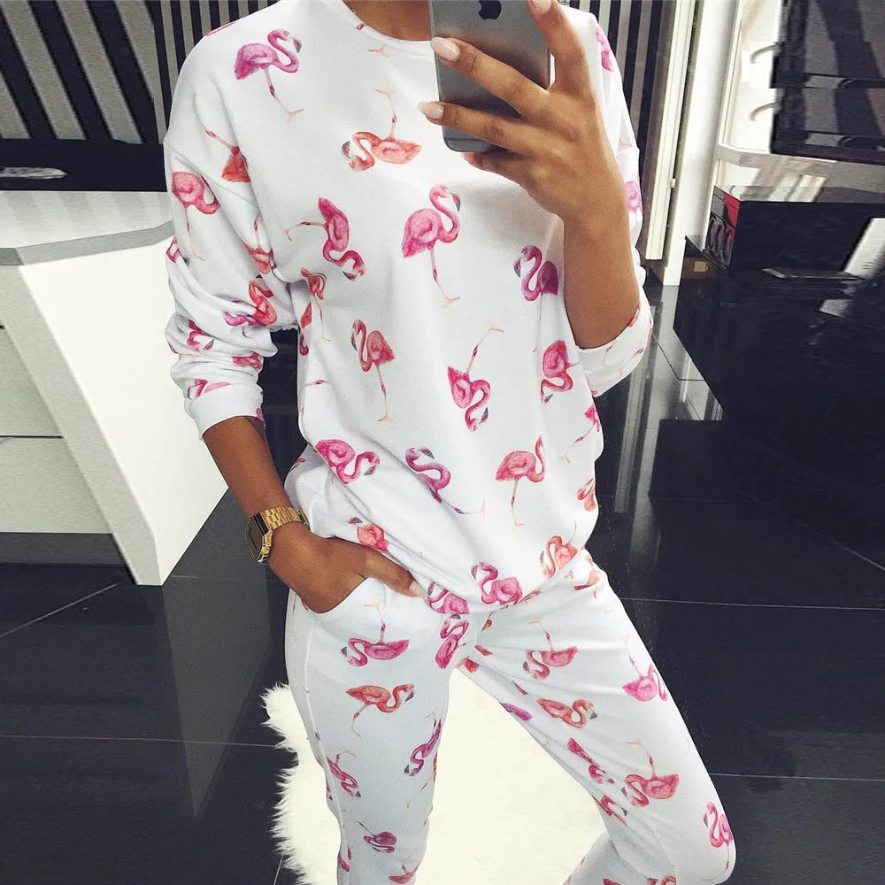 Knowing me New Spring Floral print Tracksuit set women Autumn Animals Plant Print long sleeve hoodies Sweatshirt 2Pcs sets