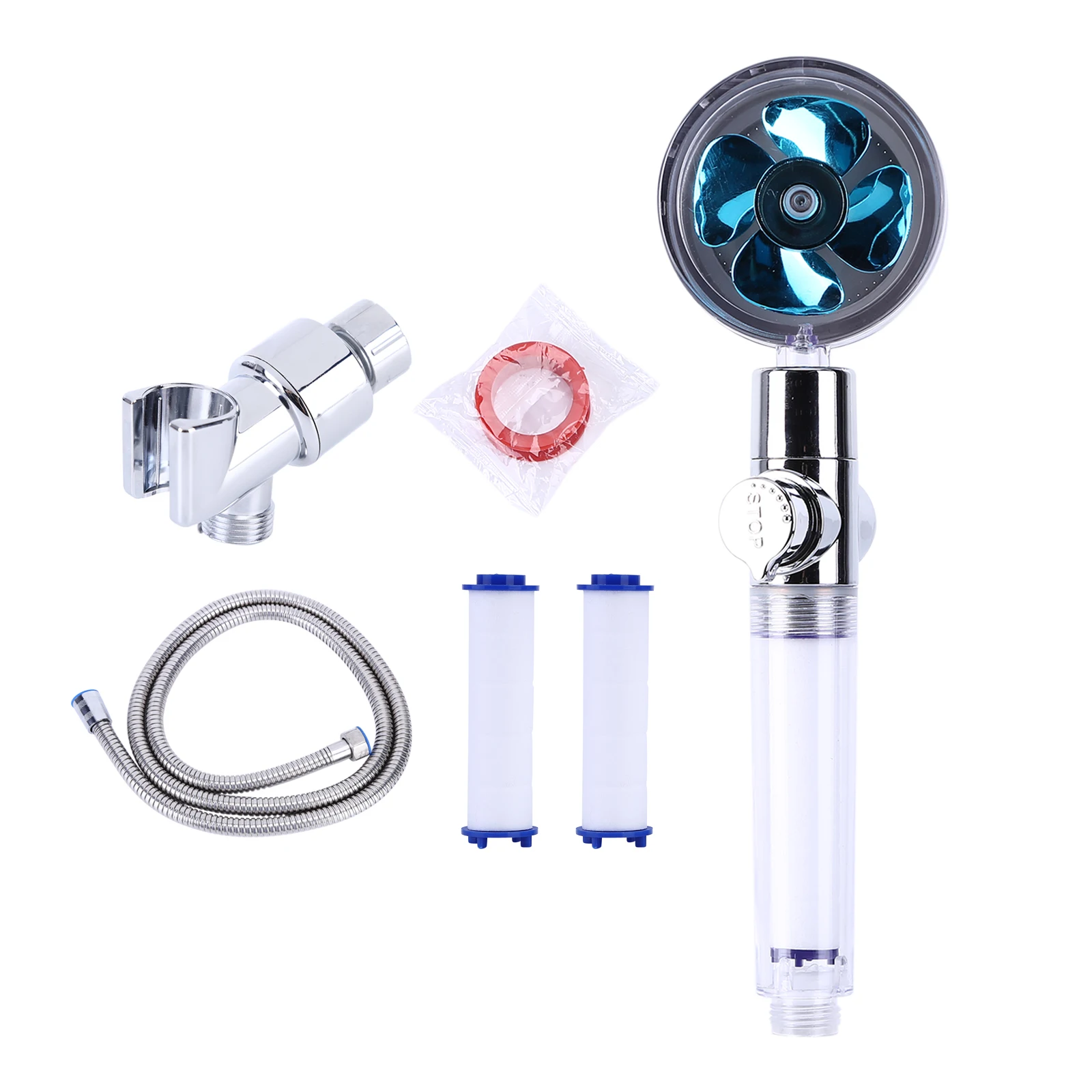 

2021 Shower Head Water Saving Flow 360 Degrees Rotating With Small Fan ABS Rain High Pressure spray Nozzle Bathroom Accessories