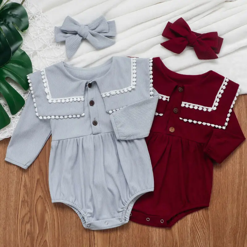 

2PCS Newborn Baby Girl Clothes Knitted Tassel Romper long sleeve jumpsuit Overall Outfits Princess dress Romper