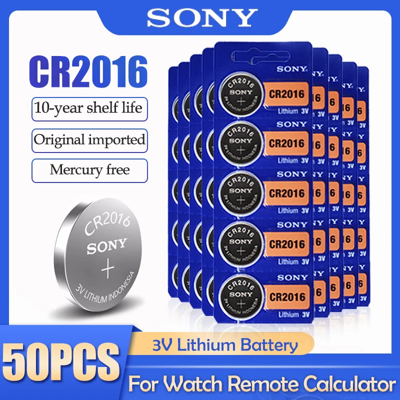 50 шт./лот Sony CR2016 CR 2016 DL2016 LM2016 BR2016 ECR2016 3V литиевая батарея для часов калькулятор