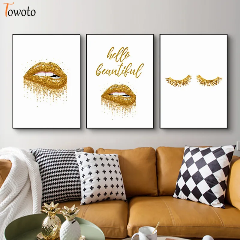 Золото средства ухода за губами ресниц принтами детская Цитата плакат