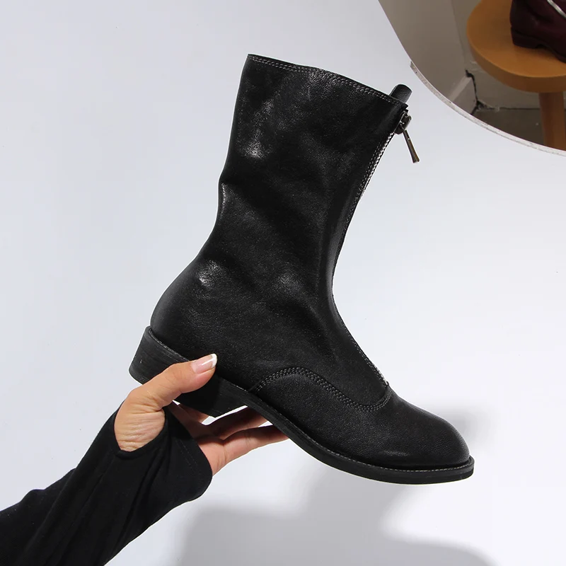 Сапоги Vangull женские из натуральной овечьей кожи до середины икры модная