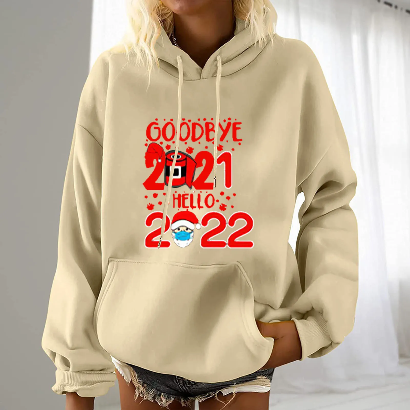 

Christmas Print Hooded Women Autumn Winter Casual Loose Sweatshirt Pullover Tops Christmas Hoodies Streetwear Harajuku 2022