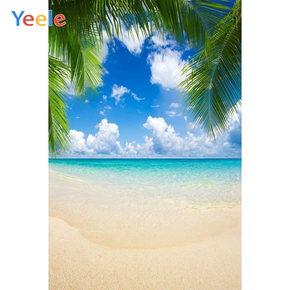 

Summer Tropical Sea Ocean Seaside Beach Palm Tree Sky Cloud Backdrop Vinyl Photography Background For Photo Studio Photophone