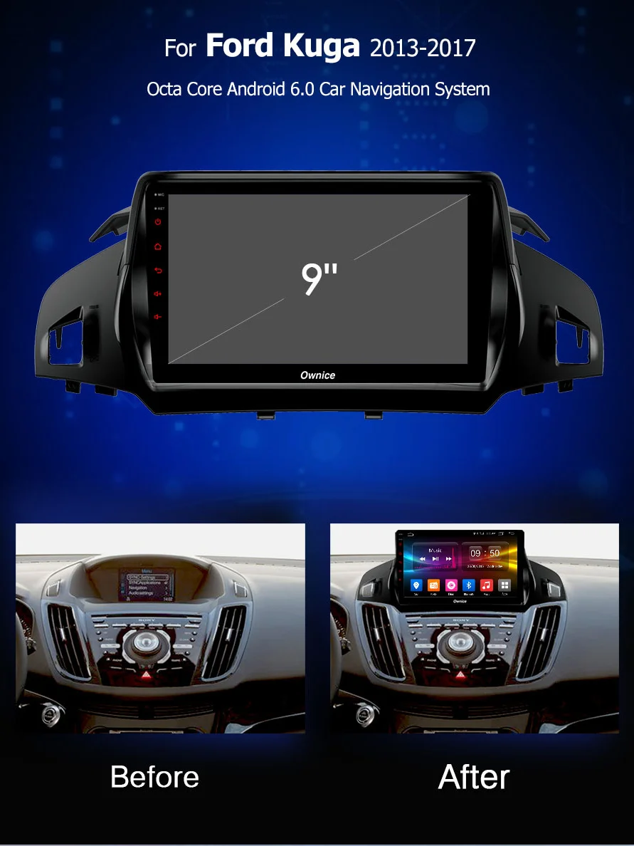 Preise Auto Radio Ford Kuga Android 8-core 9-zoll Großen Bildschirm Navigator Auto DVD Auto Bluetooth Android Auto Stereo Auto Audio System