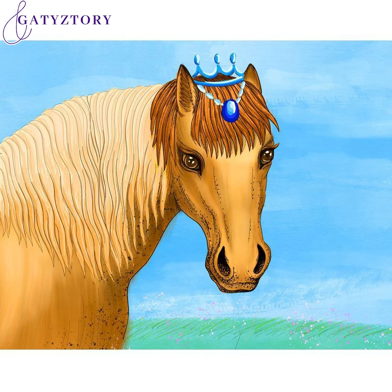 

GATYZTORY Paint By Numbers Kits Frameless Horse DIY 60x75cm Oil Painting By Numbers On Canvas Animals Handpaint Home Decor