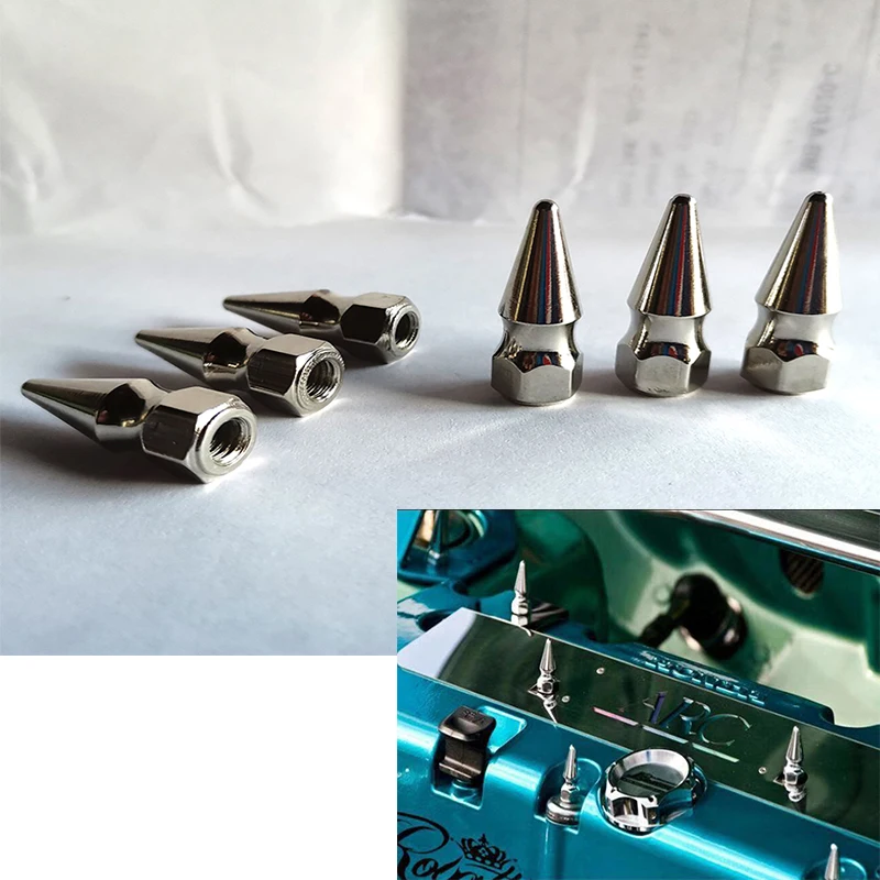 

JDM Style M6X1.0 Chrome Spikes Bolt Spiked Valve Cover Engine Bay Dress Up Washer Kit For Honda Civic Integra RSX Engine H23A1