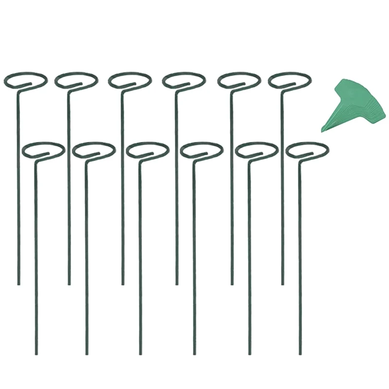 12 упаковок 16 дюймовый шпилька для садовое растение Поддержка свай с 15 шт. ярлыки