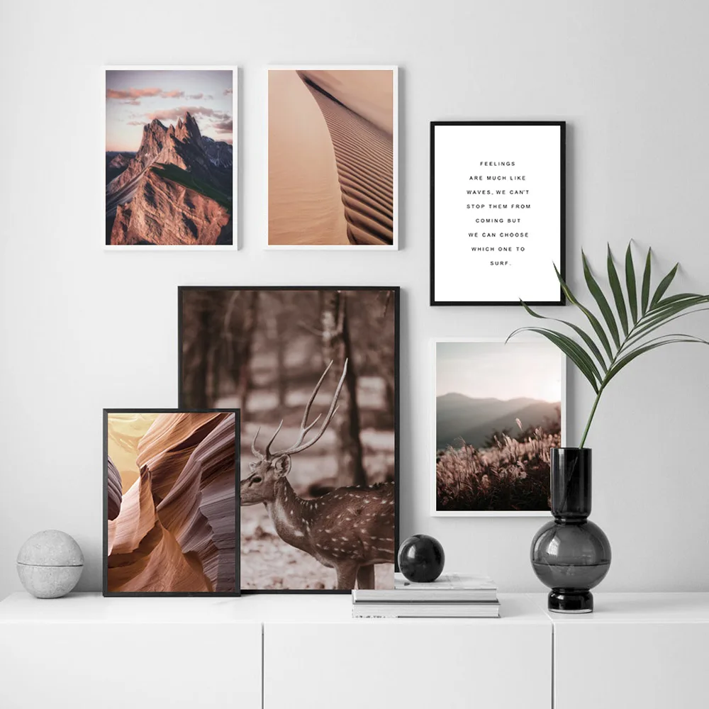 Картина на холсте с изображением пустыни олень Северный плакат Горный пейзаж