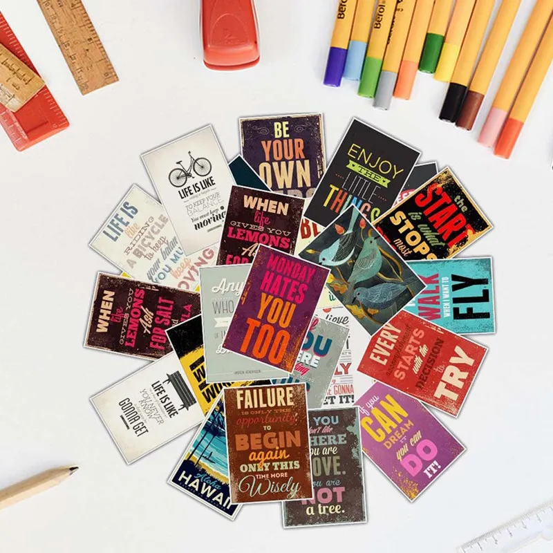 

25PCS Motivational Typography Life Quotes Diary Stickers Planner Memo Scrapbooking Sticker Stationery Child Toy Stickers