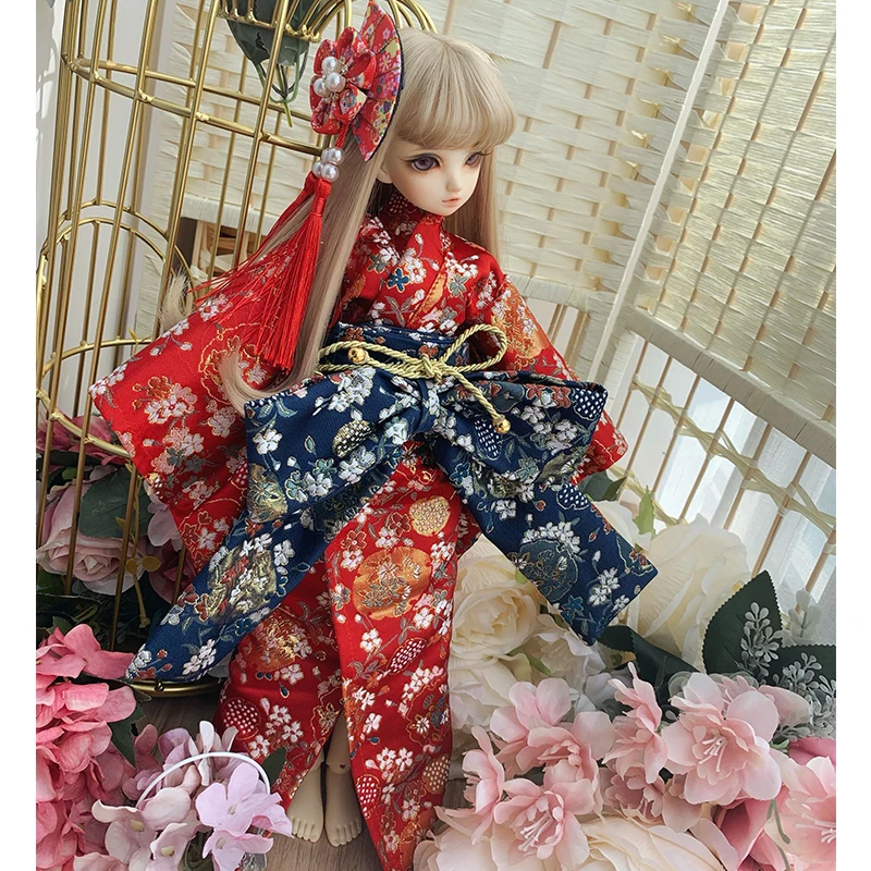 Кукла BJD 1/6 1/4 1/3 кимоно Красного/синего цвета для аксессуары кукол только