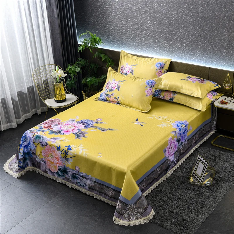 Комплект постельного белья из 3 предметов летнее плоское с наволочкой размер Queen