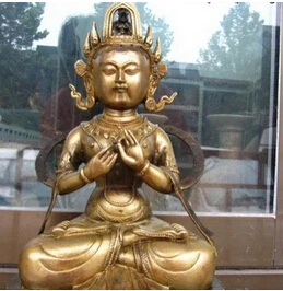 free shipping 13&quotChinese Buddhism Bronze Copper Guan Yin Kwan-yin Bodhisattva Buddha statue |