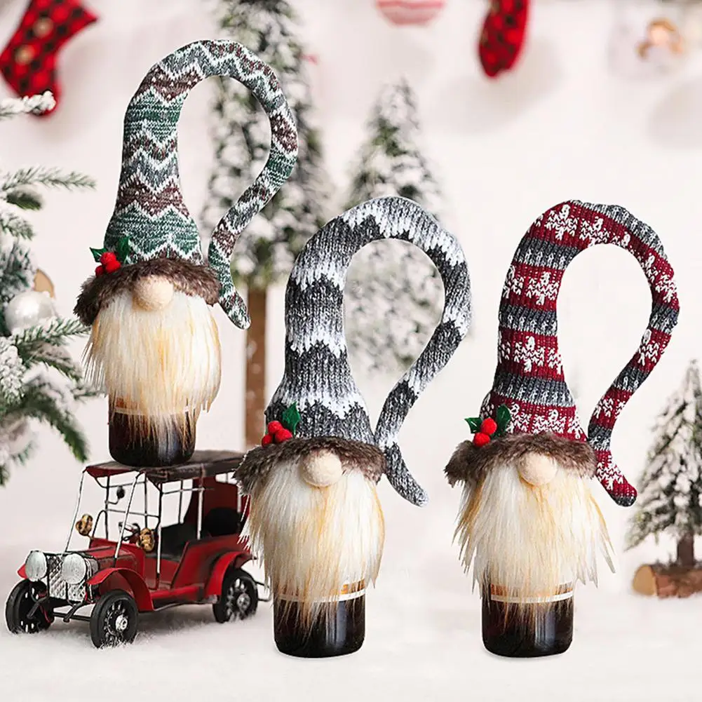 Christmas Decorations for Home Santa Claus Wine Bottle Cover Snowman Stocking Gift Holders Xmas Navidad Decor New Year 2022