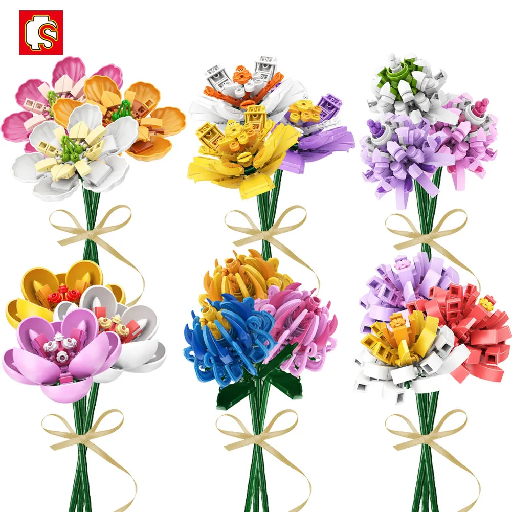 

BZDA Flowers Bouquet Building Blocks MOC Garden plant Assembly Diy Bricks Diy Bricks Toys for Girls Kids Mom Dad Gift