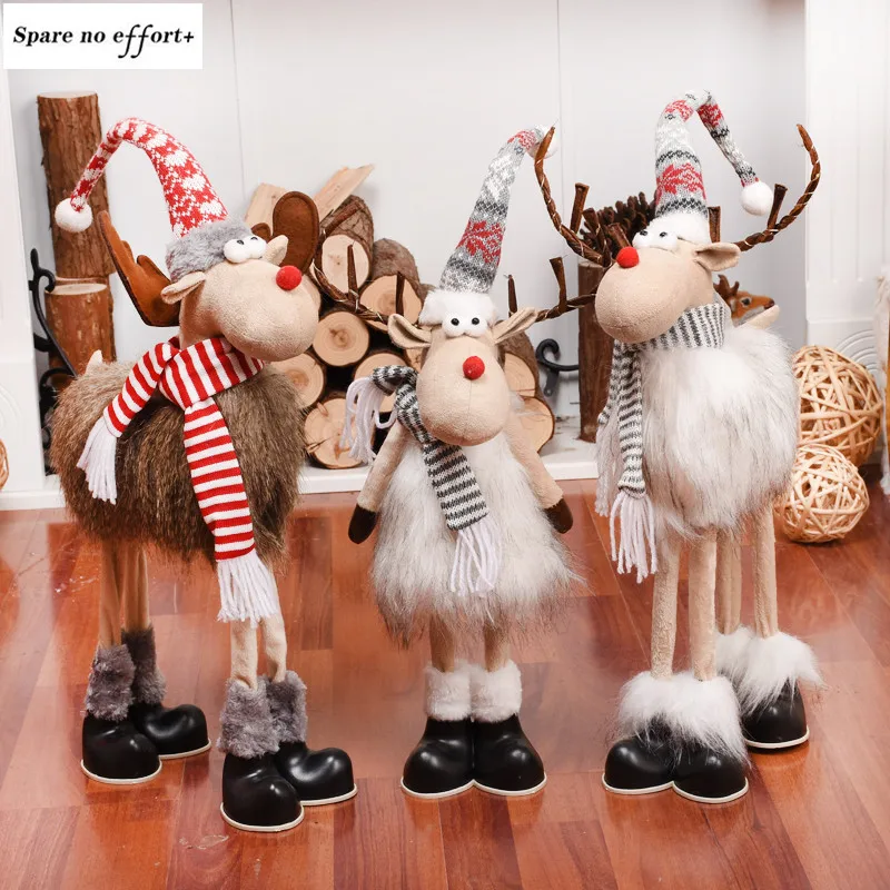 Christmas Eve Decoration Standing Gray and White Elk Plush Simulation Deer Exquisite Family Gift | Дом и сад