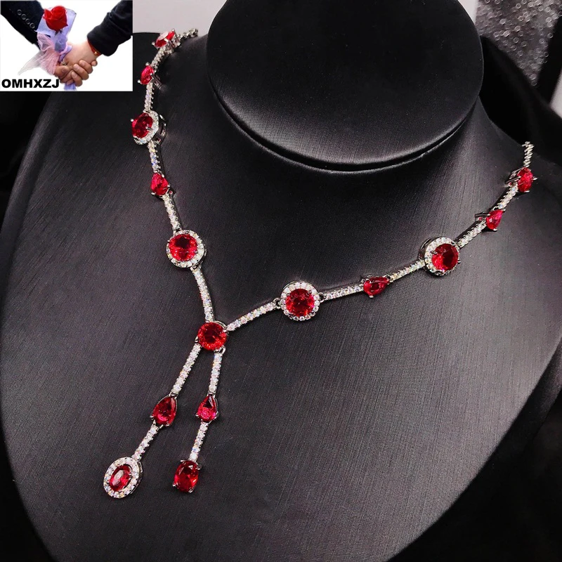 

OMHXZJ Wholesale NA690 European Fashion Fine Woman Girl Party Birthday Wedding Gift Shiny AAA Zircon 18KT White Gold Necklace