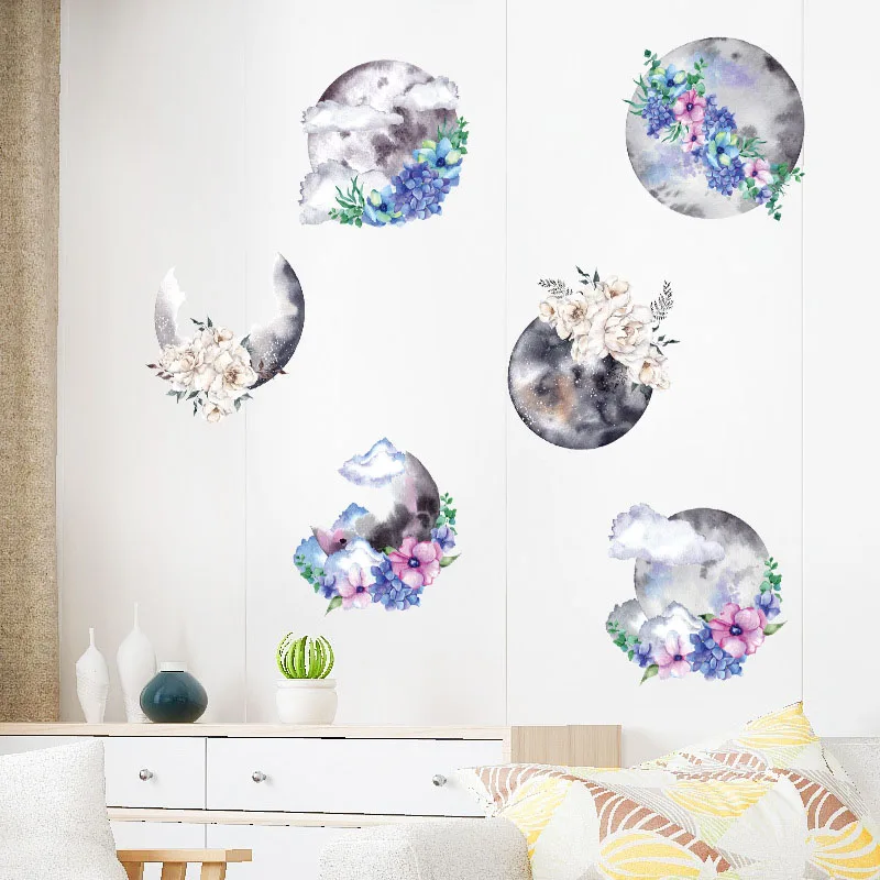 

Chinese Style Hand Painted Flowers living room sofa TV background wall Decoration self-adhesive wall stickers