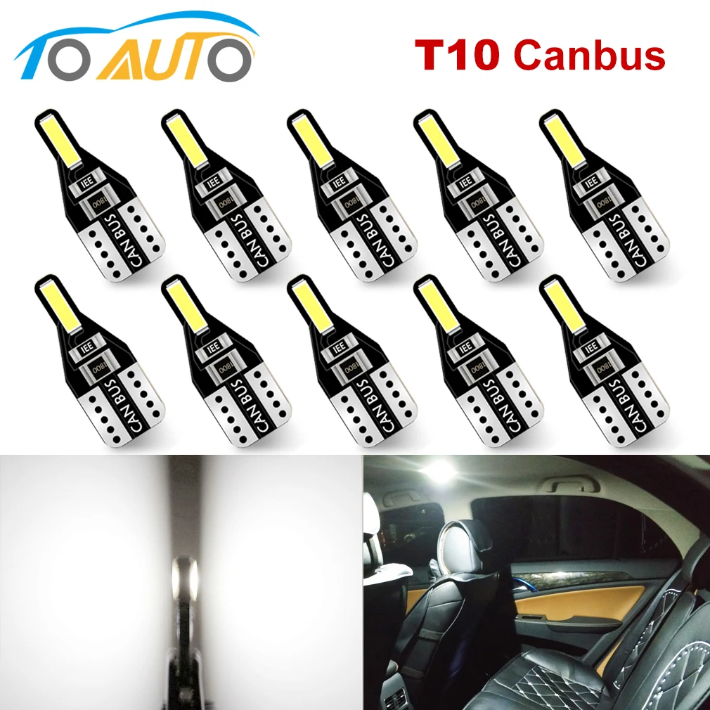 

10pcs 194 168 LED Canbus T10 W5W Led Canbus WY5W Bulbs Error Free Super Bright Car Interior Light Clearance Side Marker Auto Lam