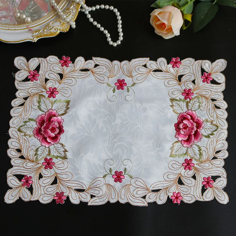 Modern Lace Embroidery Table Place Mat Cloth Placemat Cup Mug Tea Coffee Coaster Dining Doily Drink Glass Pad Christmas Kitchen