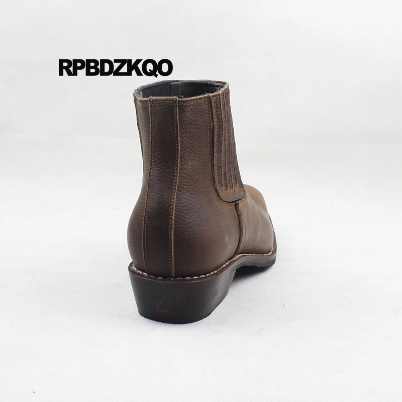 Квадратный носок в ковбойском стиле Челси короткая Коричневый Goodyear фальцовые