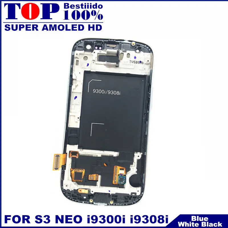 AMOLED ЖК-дисплей сенсорный дигитайзер для samsung Galaxy S3 Neo i9300i i9301 i9301i i9308i телефон с заменой рамки