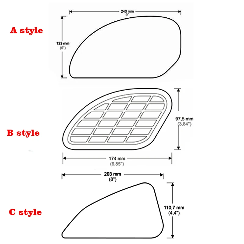 Черные мотоциклетные резиновые винтажные наколенники на бензобак боковая
