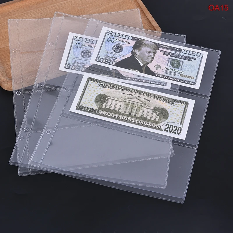 

1Pcs Storage Bags Money Banknote Paper Money Album Page Collecting Holder Sleeves 3-Slot Loose Leaf Sheet Stamps Pocket Holder