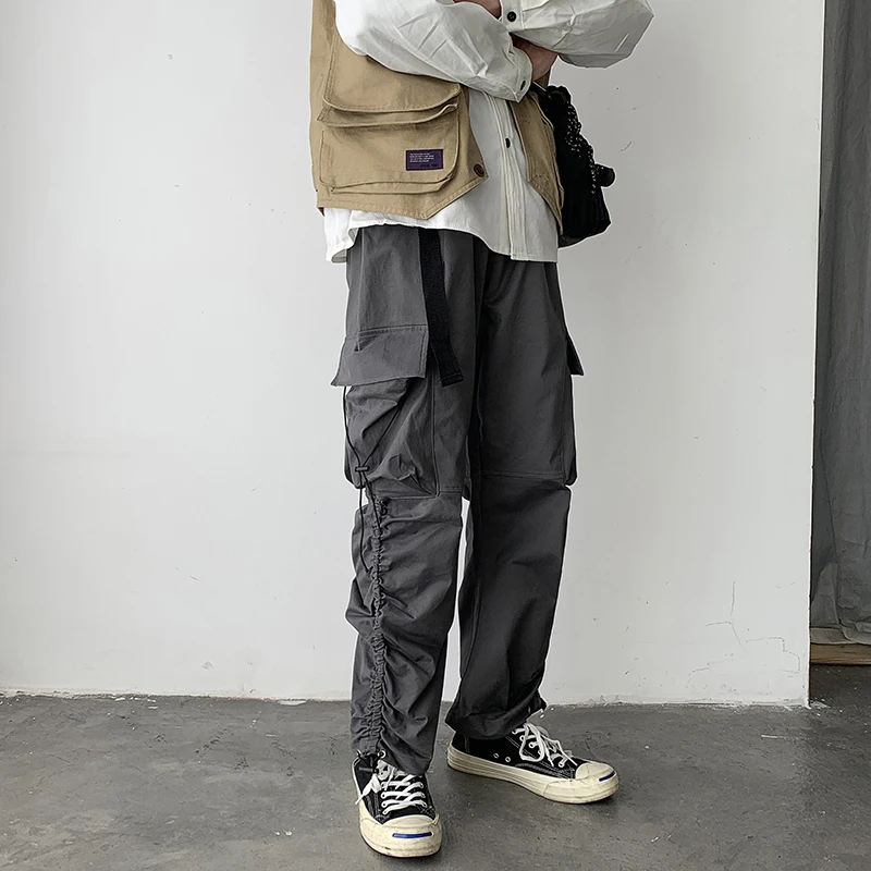 

2020 new men cargo pants cotton casual trousers ribbon man pantalon hombre streetwear joggers ABZ635