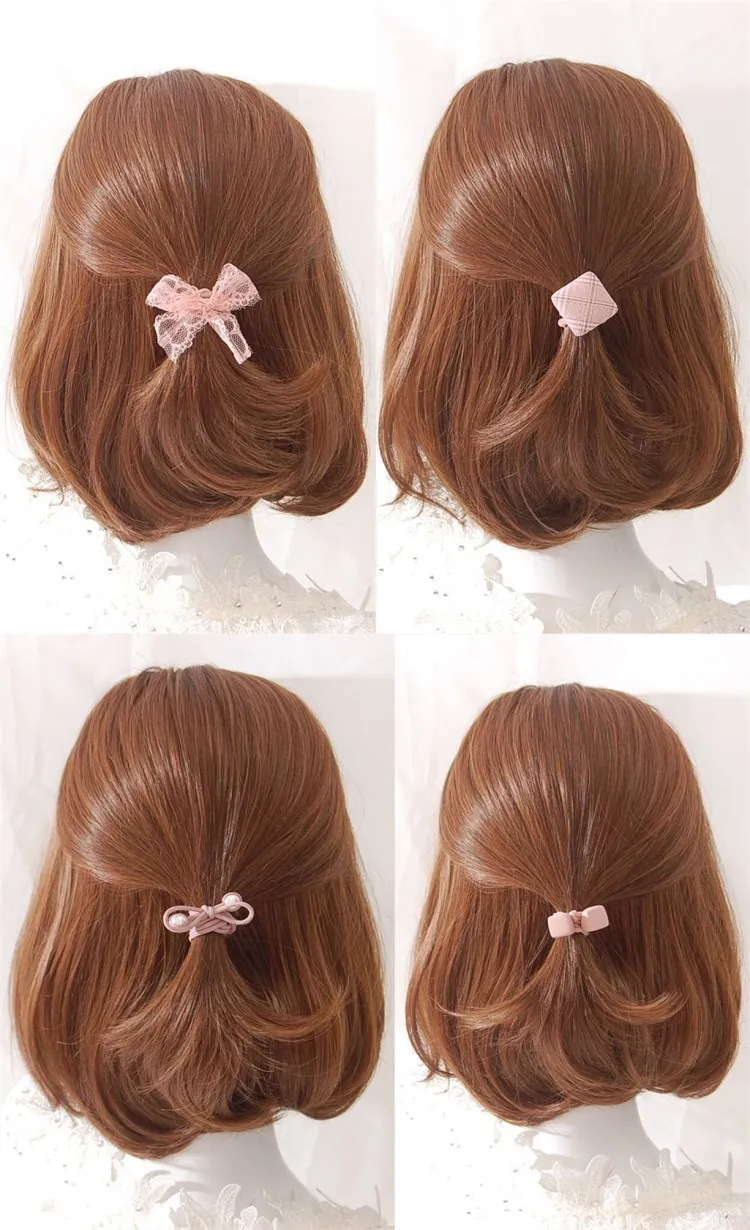 

Korean 12 Pcs/box Elastic Hair Bands Flower Pearls Rubber Band Ponytail Holder Hair Ties Gum Hair Accessories for Women Girls