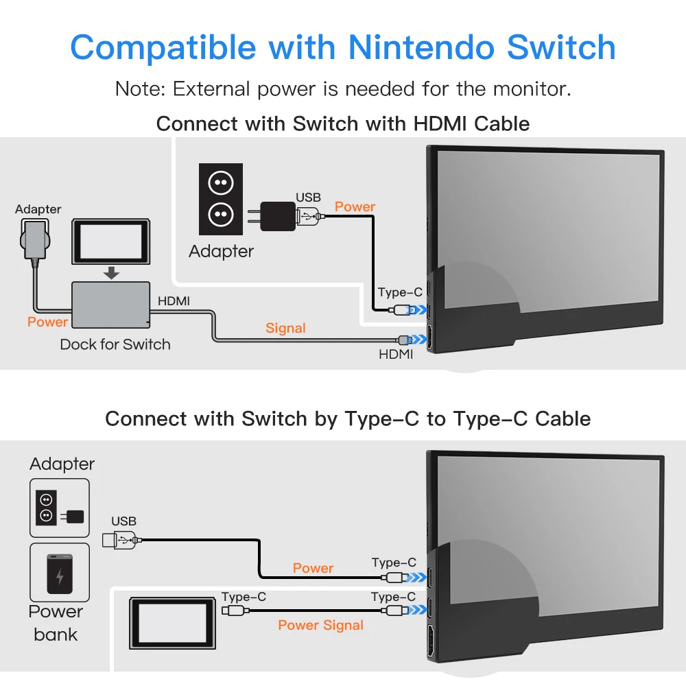 저렴한 Eyoyo 13.3 인치 휴대용 LCD 모니터 USB-C IPS 모니터 노트북, PS4, Xbox One, Nintendo 스위치 TFT DHMI 디스플레이 LED 백라이트