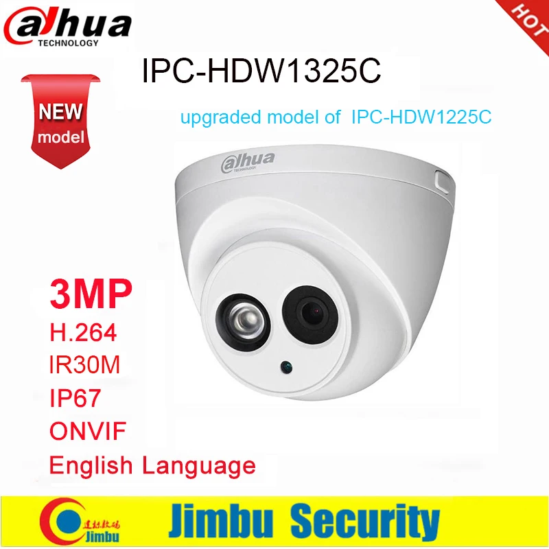 Dahua IP камера 3MP IPC-HDW1325C H.264 IP67 IR30M ONVIF наблюдения сети купольная камера 3DNR день/ночь