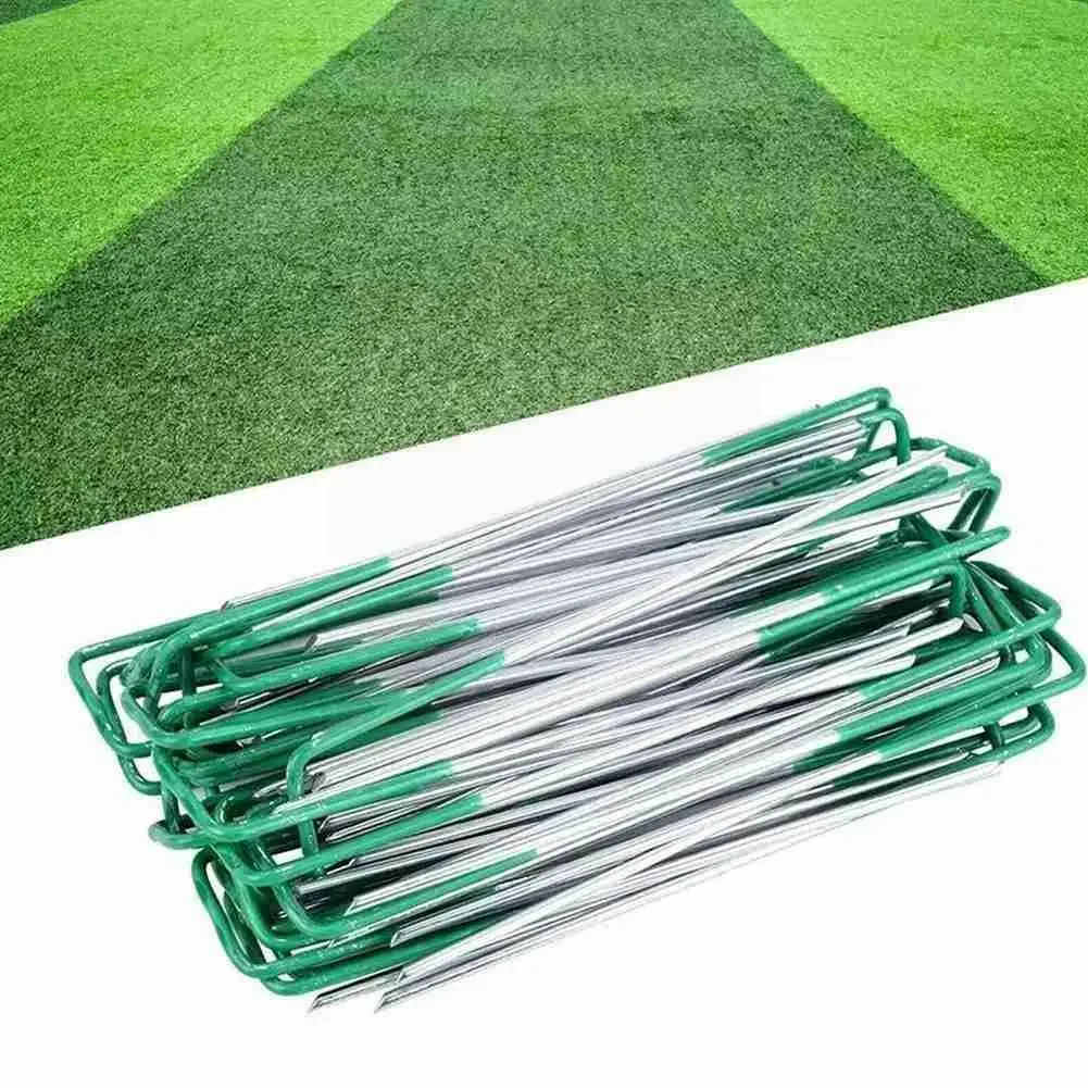 U-образная искусственная трава с прочным стальным зеленым покрытием фиксирующий