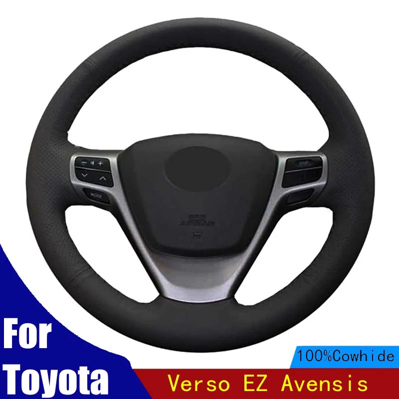 

Car Steering Wheel Cover Customize Original For Steering Wheel For Toyota Verso EZ Avensis Genuine Leather Braid Four seasons