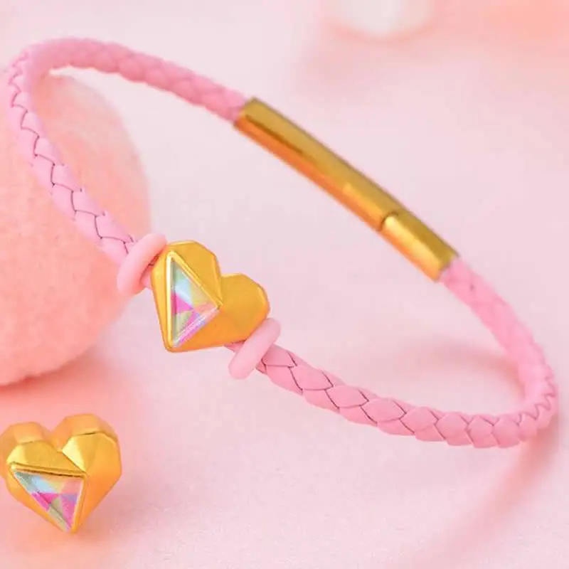 

Новое поступление, браслет из желтого золота 24 карата, жесткий золотой красочный браслет с 3D сердцем, женский подарок