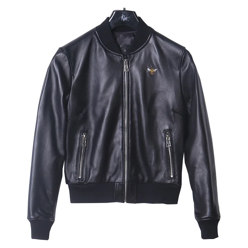 Женская короткая куртка из натуральной овчины повседневная спортивная кожи